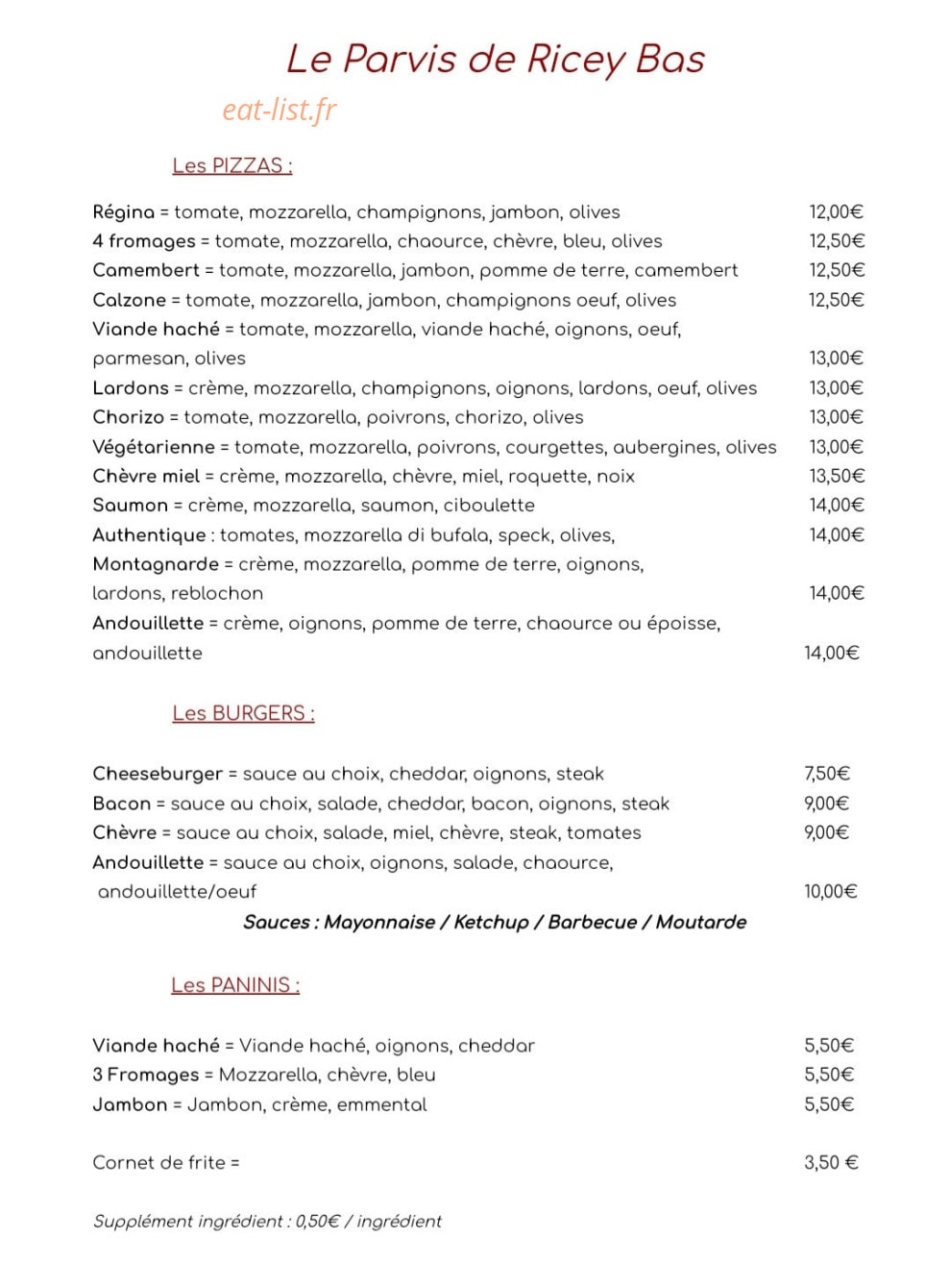 Le Parvis de Ricey Bas — carte page 1