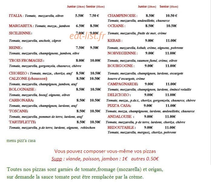 Pizz'a casa — carte page 1
