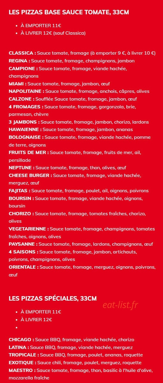 Pizza Ô Feu De Bois — carte page 1