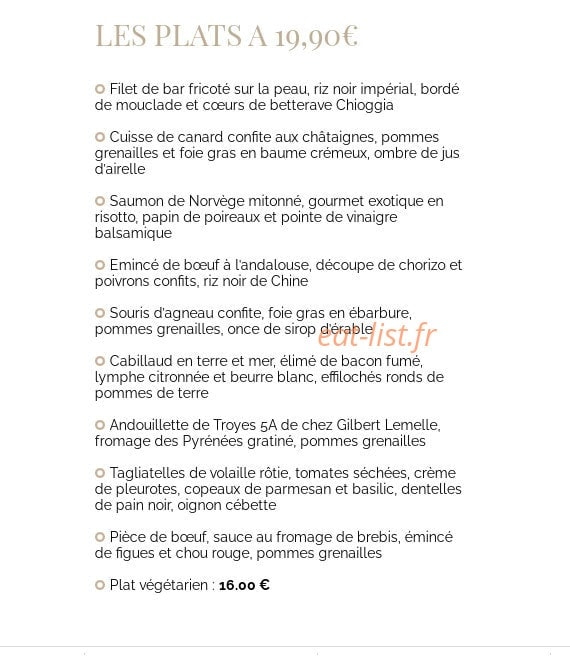 Carte et menu de L’Atelier Savoir et Saveur à Saint Parres Aux Tertres — Les plats