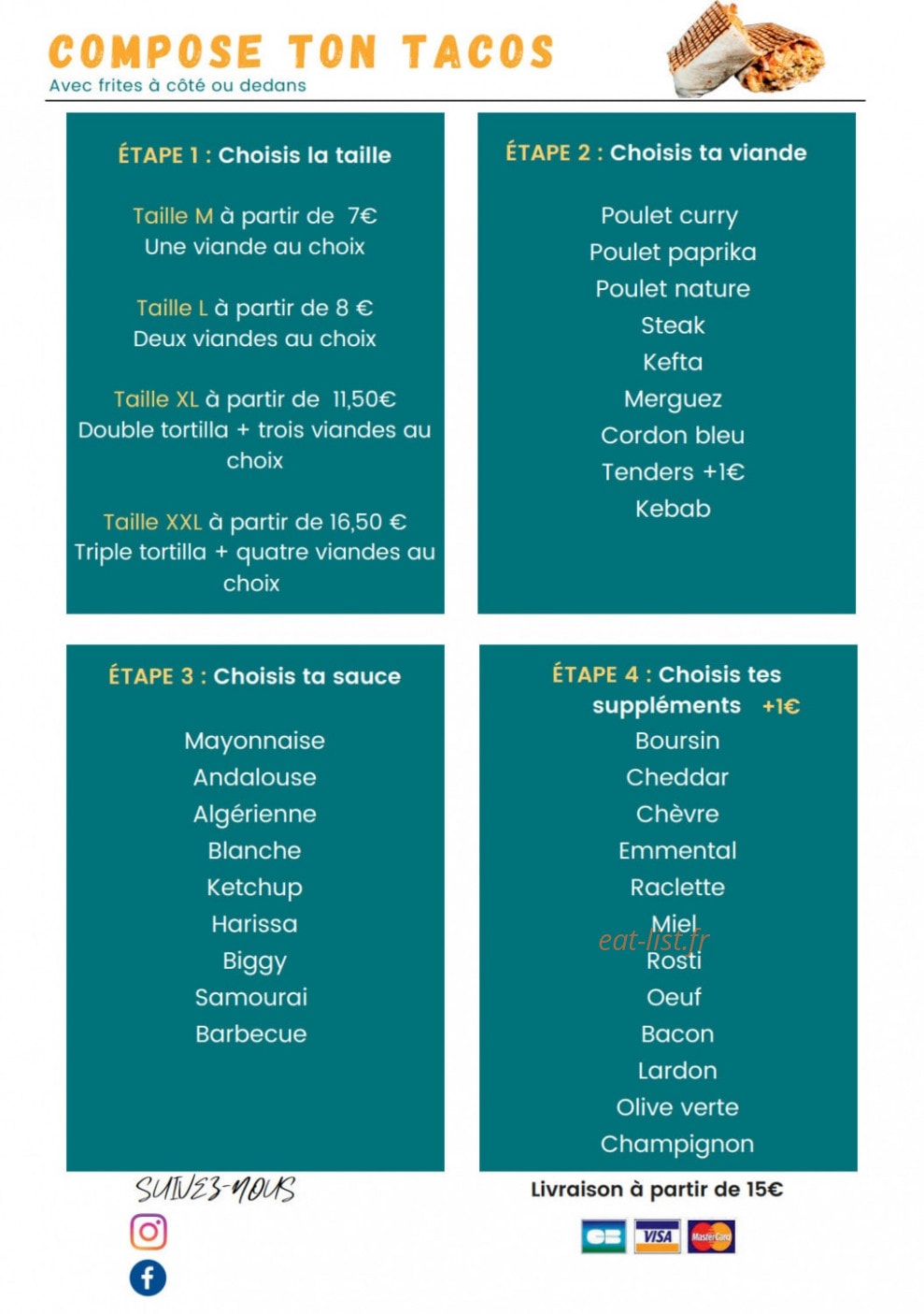 Lak's tacos — carte page 2