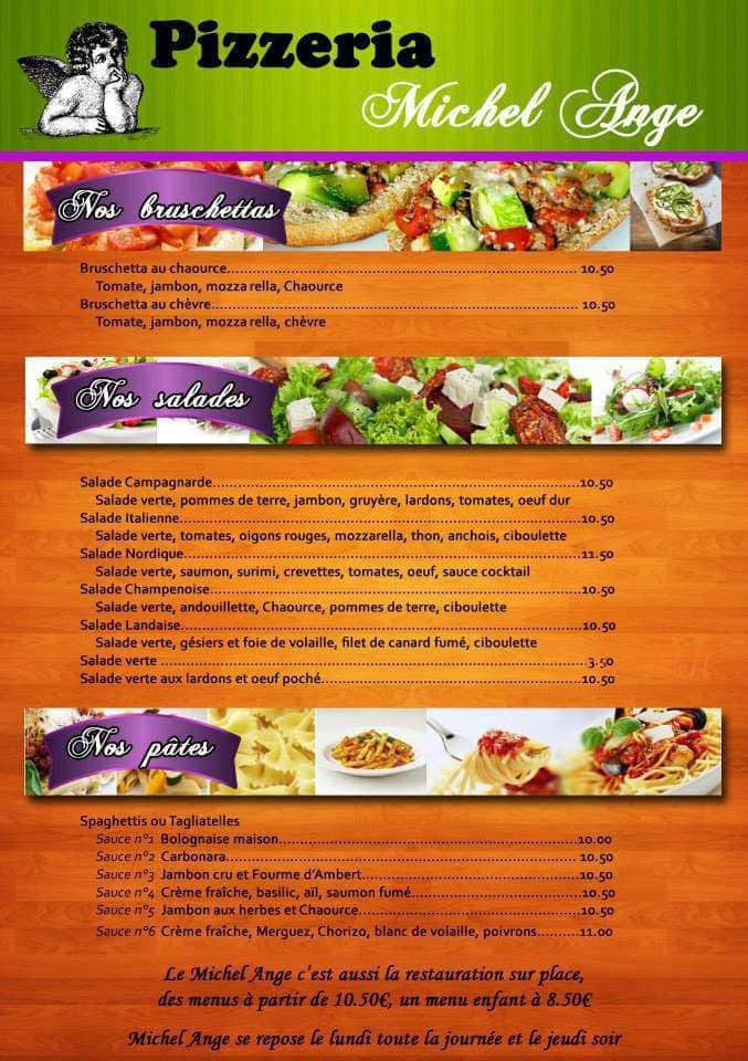 Pizzeria Michel Ange — carte page 2