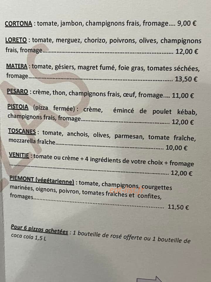 Carte et menu de Pizzeria l'Olivier à Brienne la Vieille — Les pizzas page 3