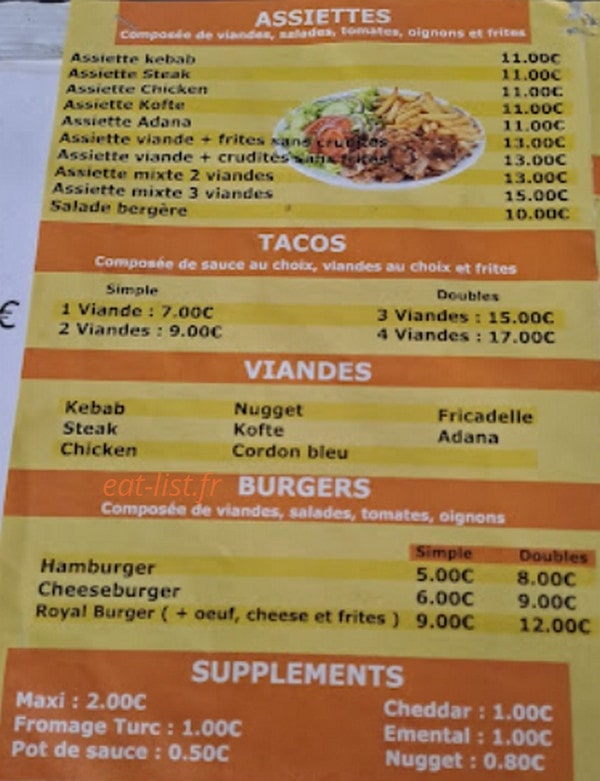 Kebab des Lacs — carte page 1