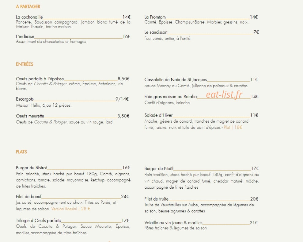 Bistrot Nouveau — carte page 2
