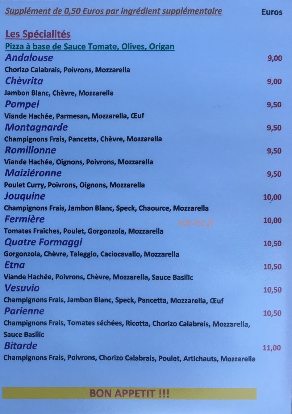 Origny Pizza — carte page 2