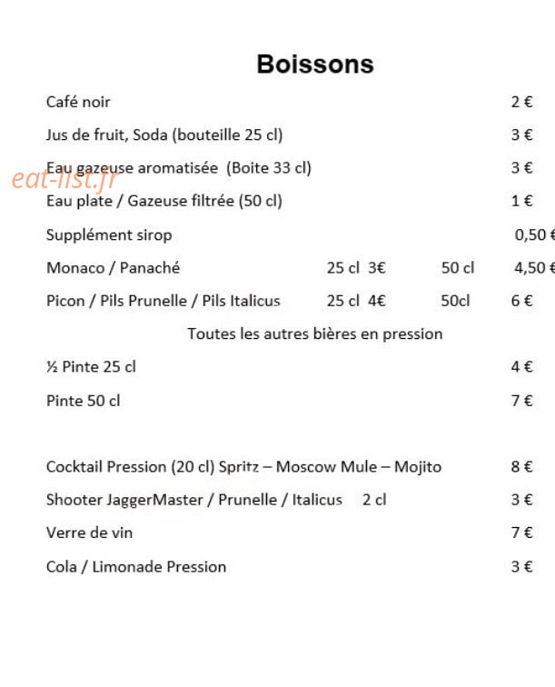 Au Ch'ti Pub — carte page 2