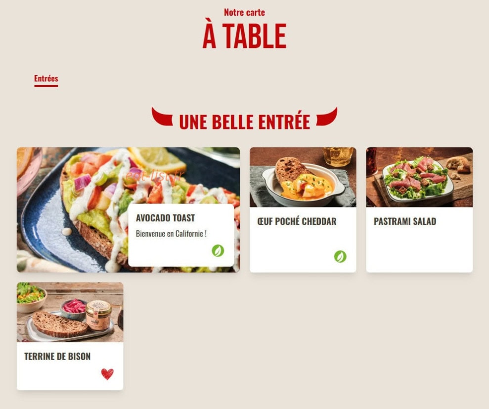 Carte et menu de Buffalo Grill à La Chapelle Saint Luc — Les entrées