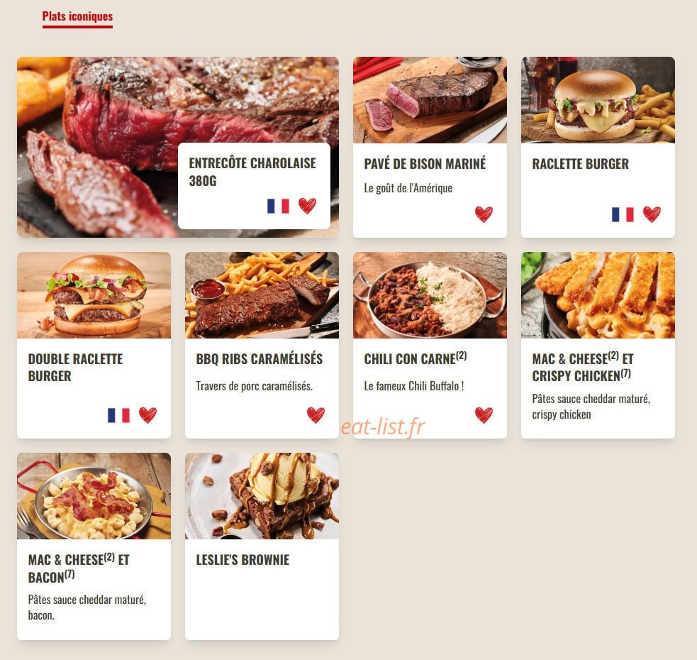 Carte et menu de Buffalo Grill à La Chapelle Saint Luc — Les plats iconiques
