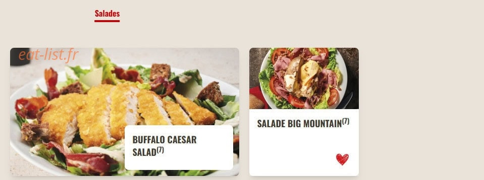 Carte et menu de Buffalo Grill à La Chapelle Saint Luc — Les salades