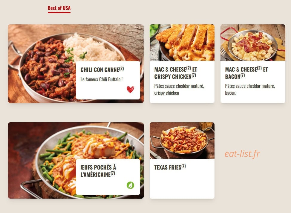 Carte et menu de Buffalo Grill à La Chapelle Saint Luc — Best of USA