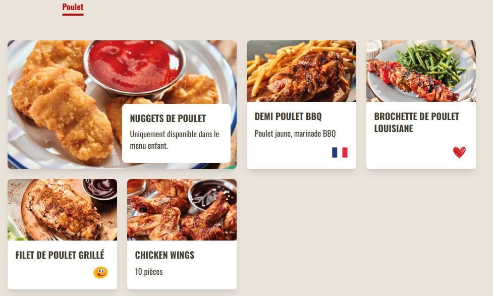 Carte et menu de Buffalo Grill à La Chapelle Saint Luc — Poulet