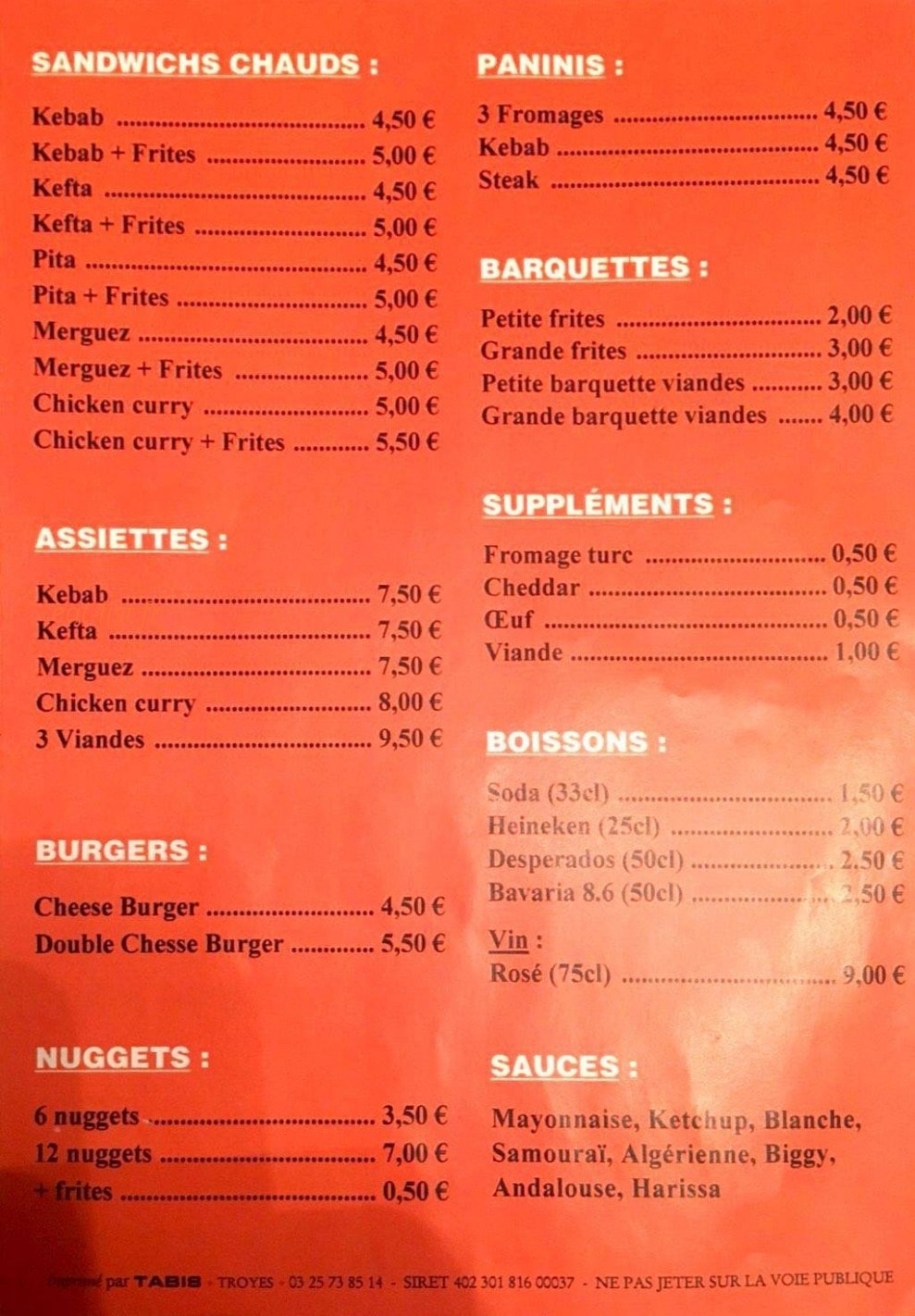 Chez Nino — carte page 2