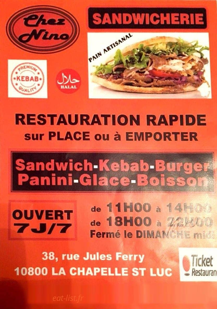 Chez Nino — carte page 1