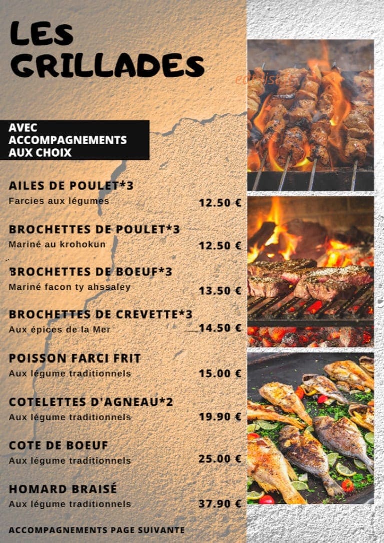 Carte et menu de L’Ivoire Star à Saint Julien les Villas — Les grillades