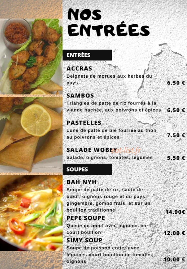 Carte et menu de L’Ivoire Star à Saint Julien les Villas — Les entrées
