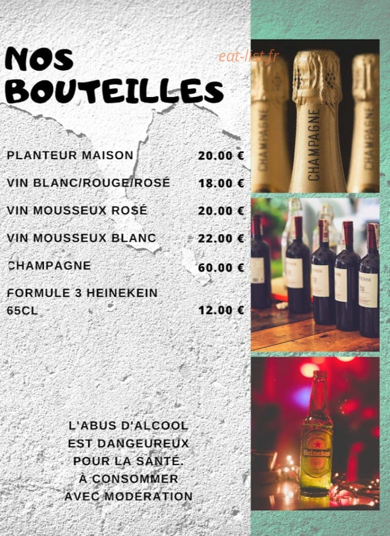 Carte et menu de L’Ivoire Star à Saint Julien les Villas — Les bouteilles