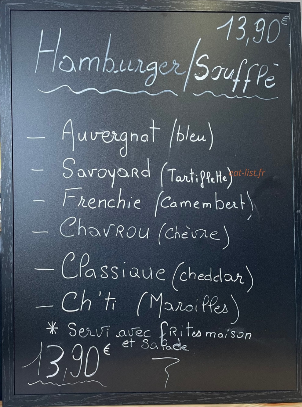 Carte et menu de Le bon coin du baron à Saint Julien les Villas — Les hamburgers