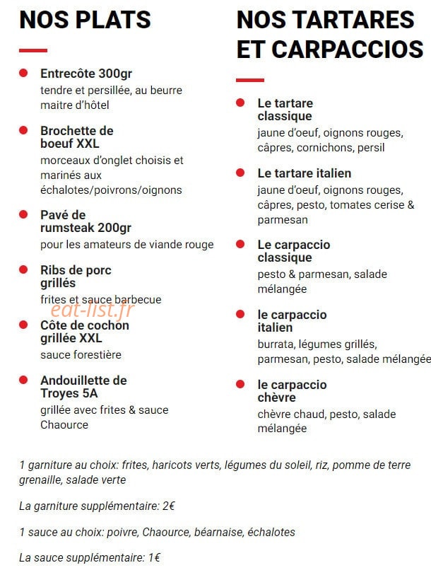 Carte et menu de St Julien à Saint Julien les Villas — Les plats et tartares
