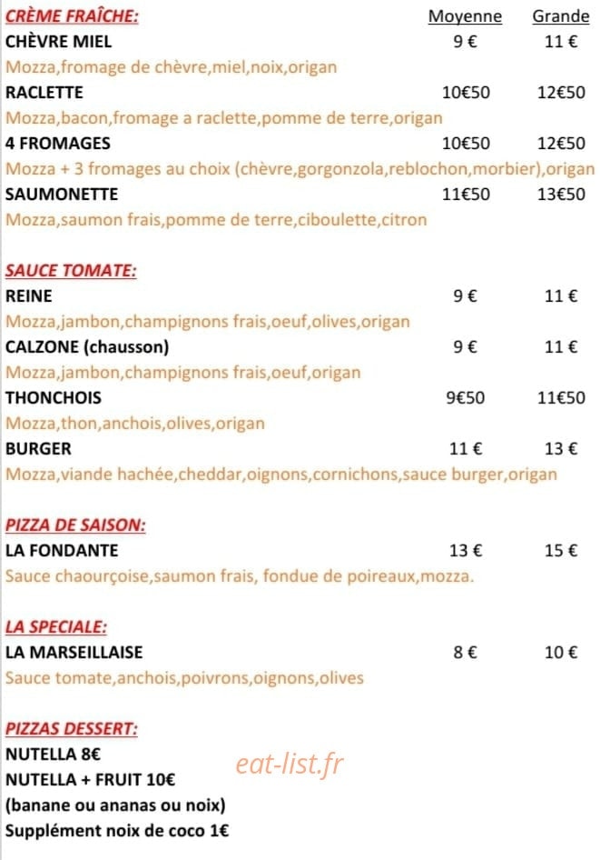 Pizzeria Schoco Family — carte page 1