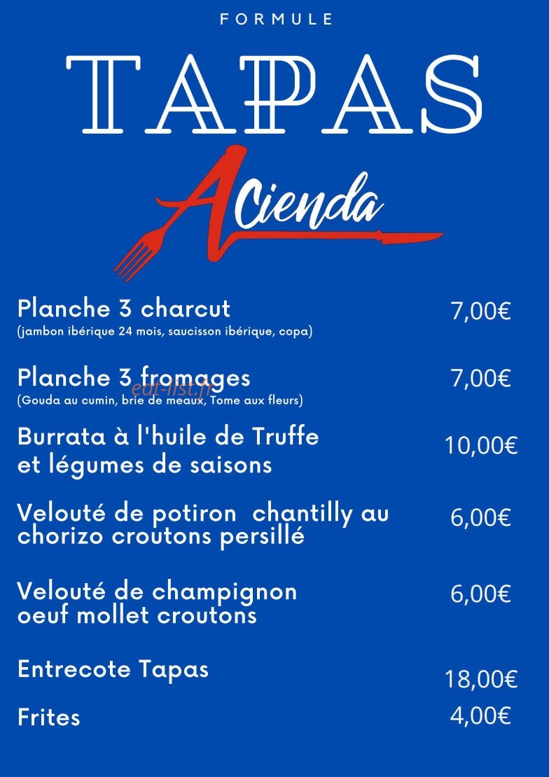 Acienda — carte page 1