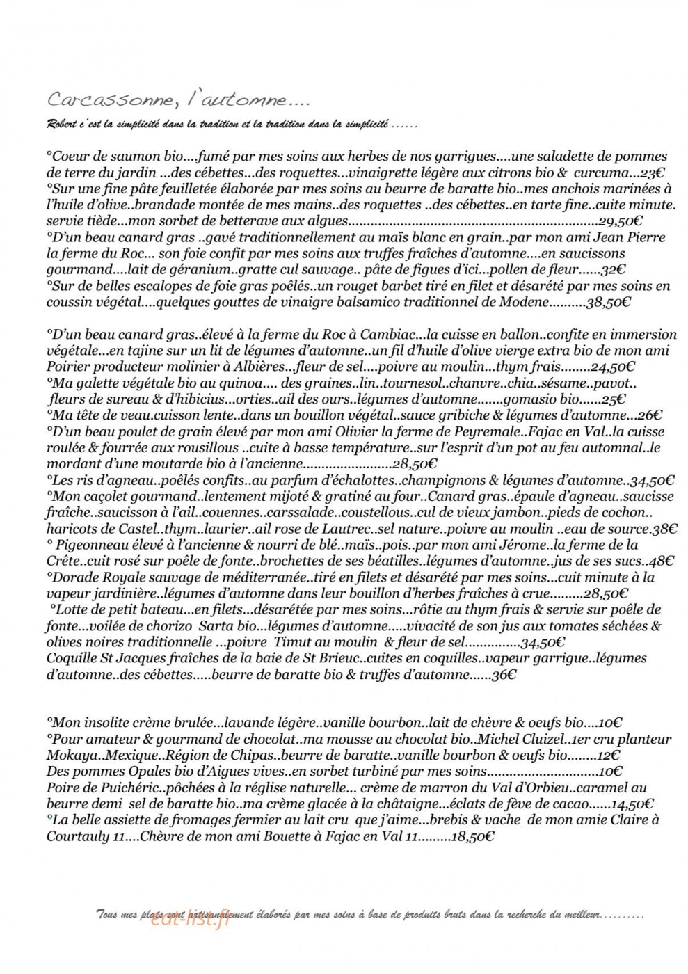 Artisan du Goût — carte page 1
