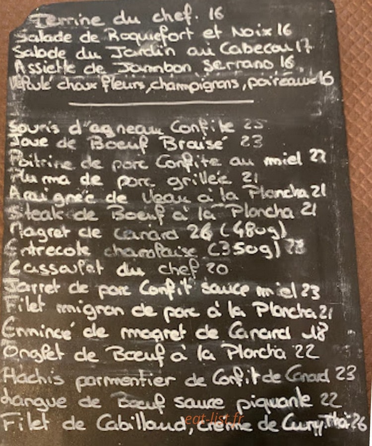 Au Petit Carca — carte page 1