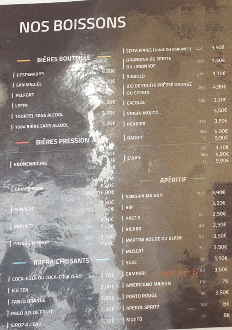Bistro Fruits — carte page 1
