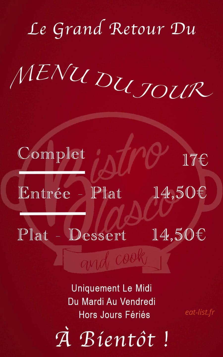 Blasco and cook — carte page 1