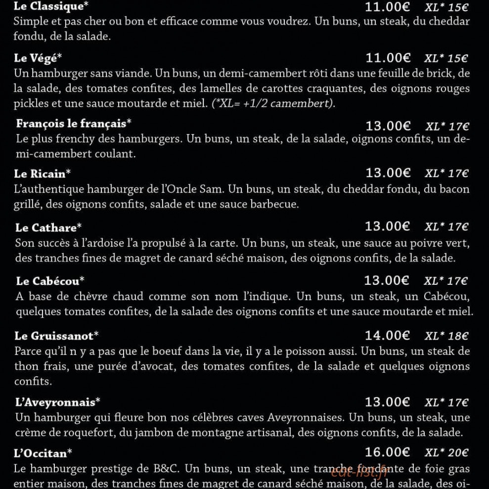 Burger et Cassolette — carte page 4