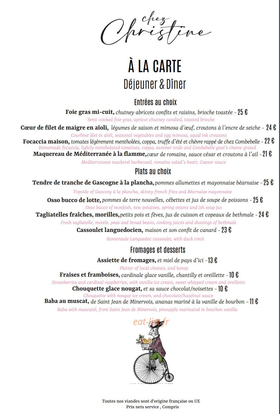 Chez Christine — carte page 1
