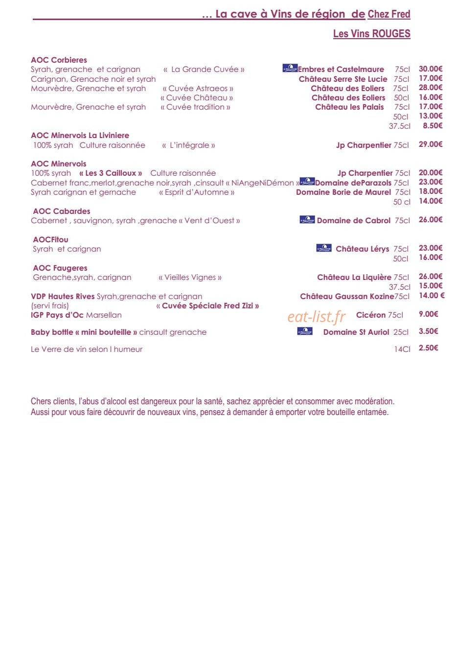 Chez fred — carte page 10