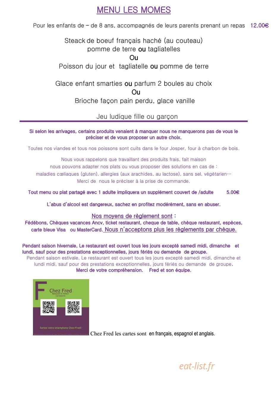 Chez fred — carte page 8