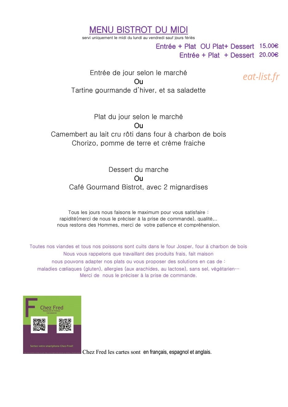 Chez fred — carte page 5