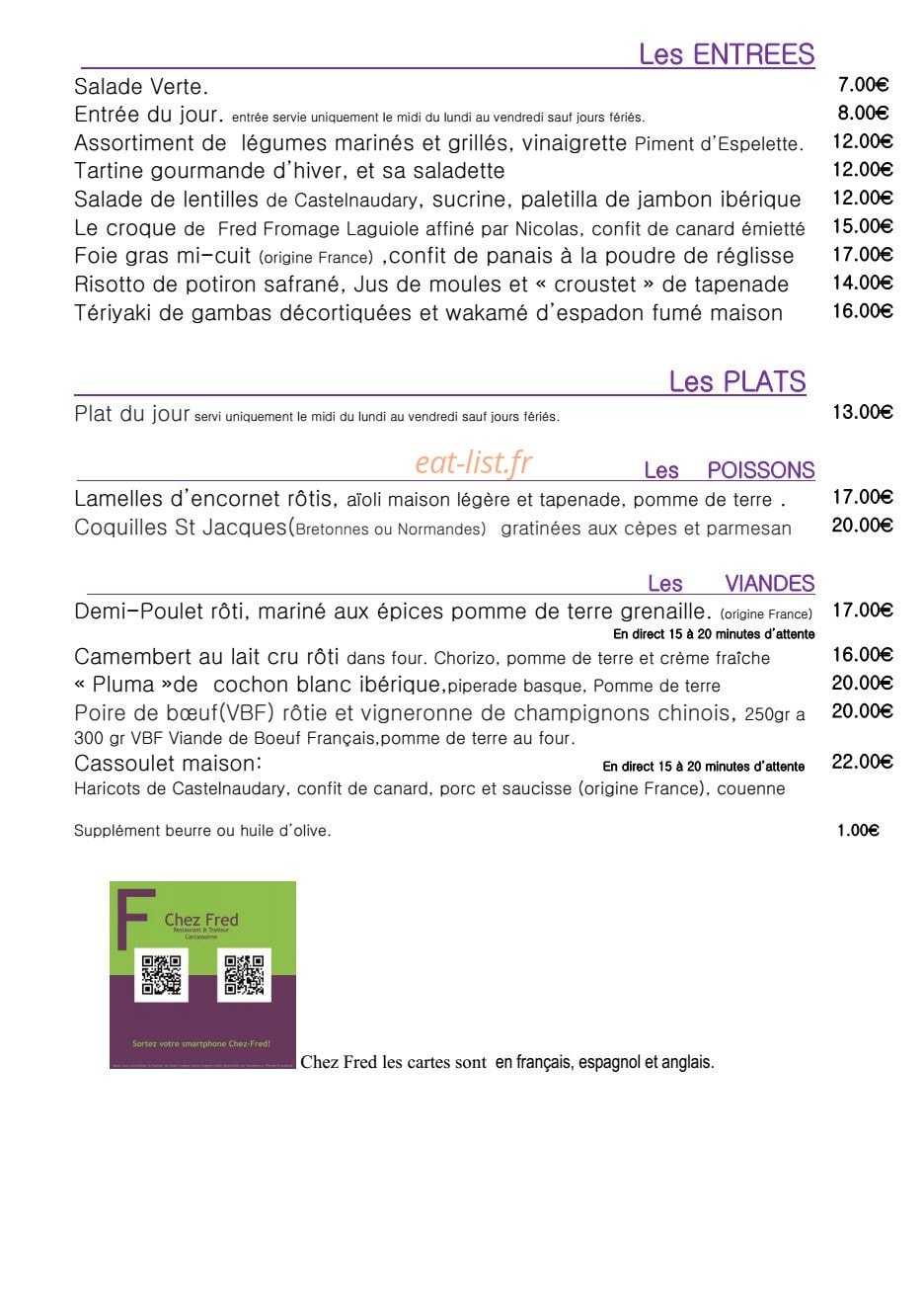 Chez fred — carte page 2
