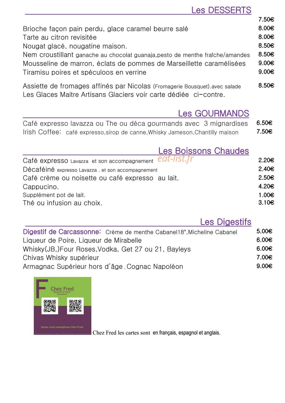 Chez fred — carte page 4