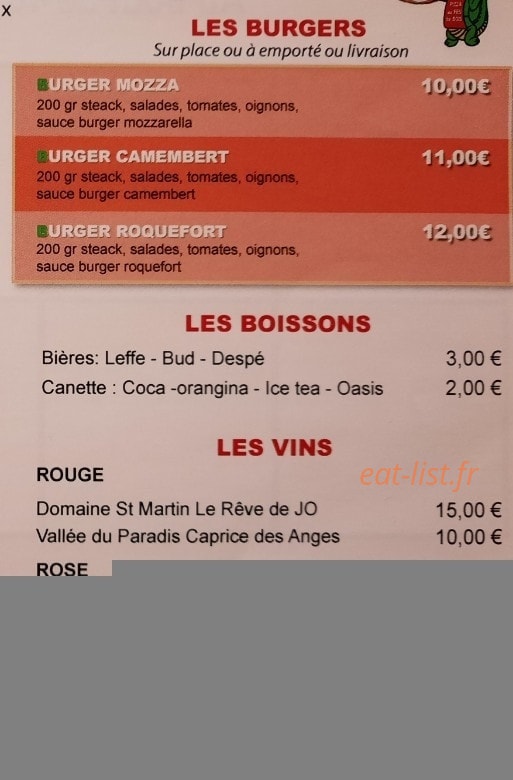 Croco pizza — carte page 5