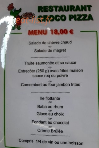 Croco pizza — carte page 2