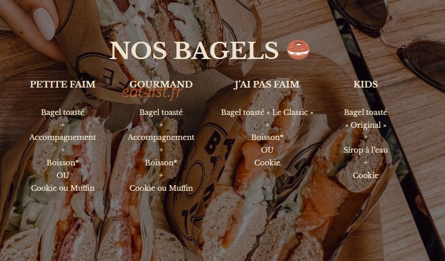 Green Bagel — carte page 1