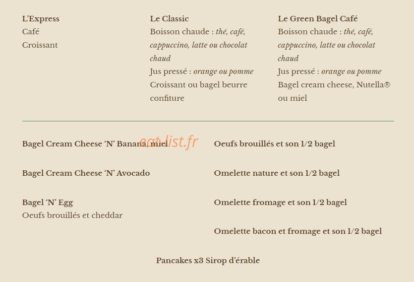 Green Bagel — carte page 3