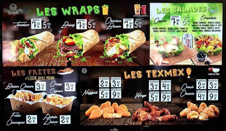 Korner's Burger — carte page 3