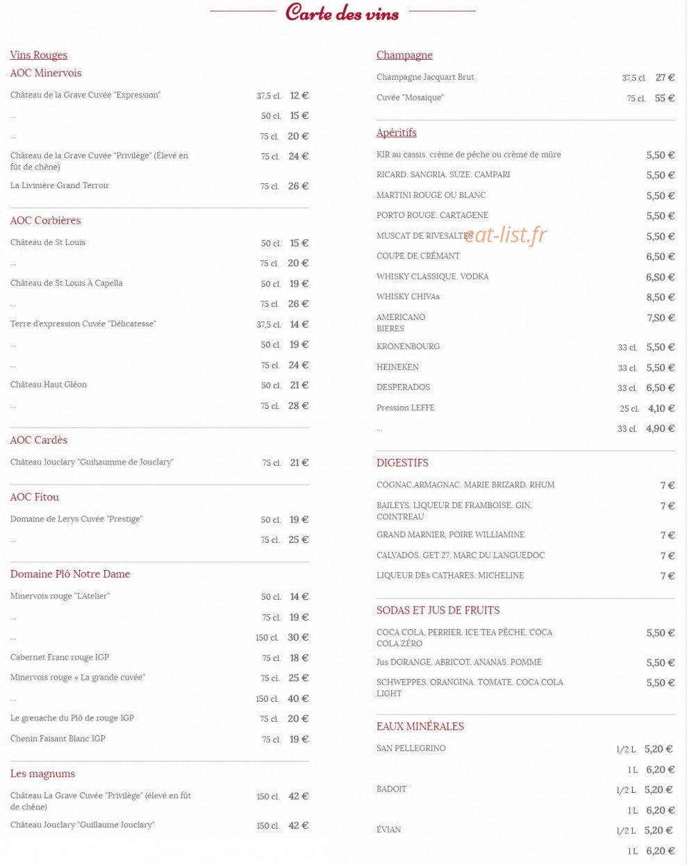 L'Auberge des Ducs d'Oc — carte page 3