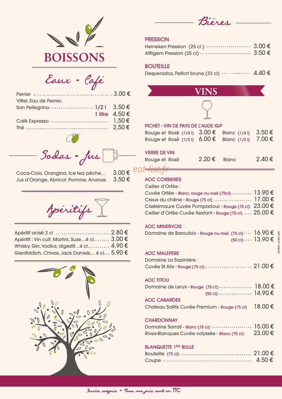 L’Oliveraie — carte page 2