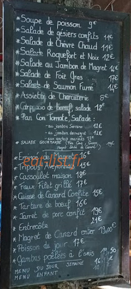 Carte et menu de La Brasserie des Platanes à Carcassonne — L'ardoise