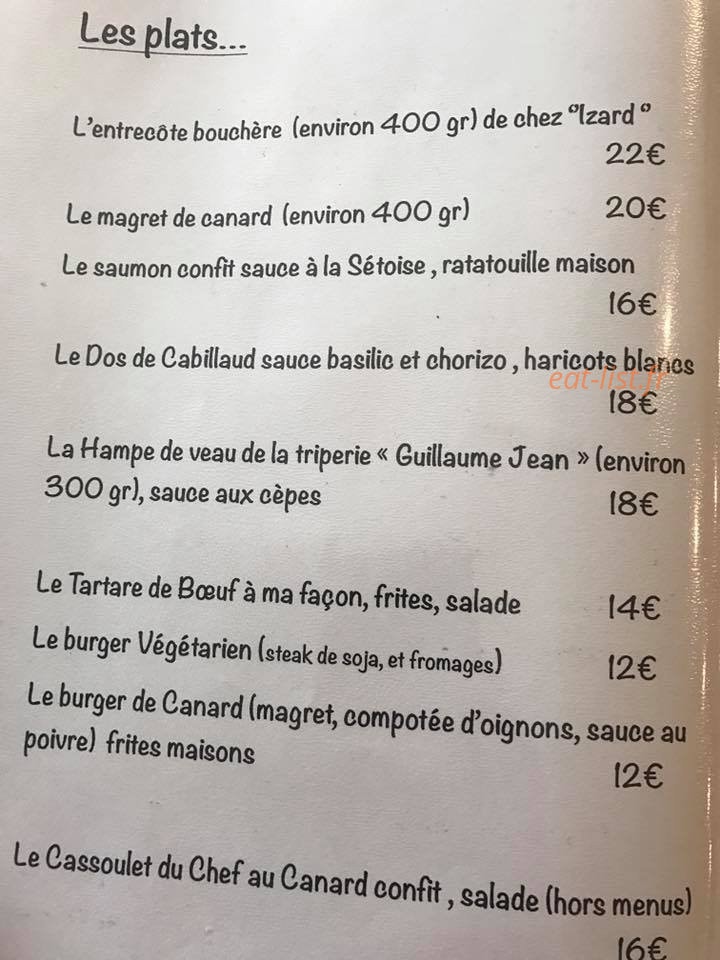 La Cantine du Saint Roch — carte page 2