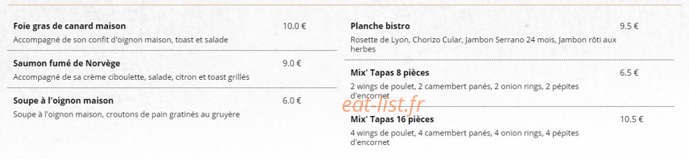 La Rôtisserie — carte page 1