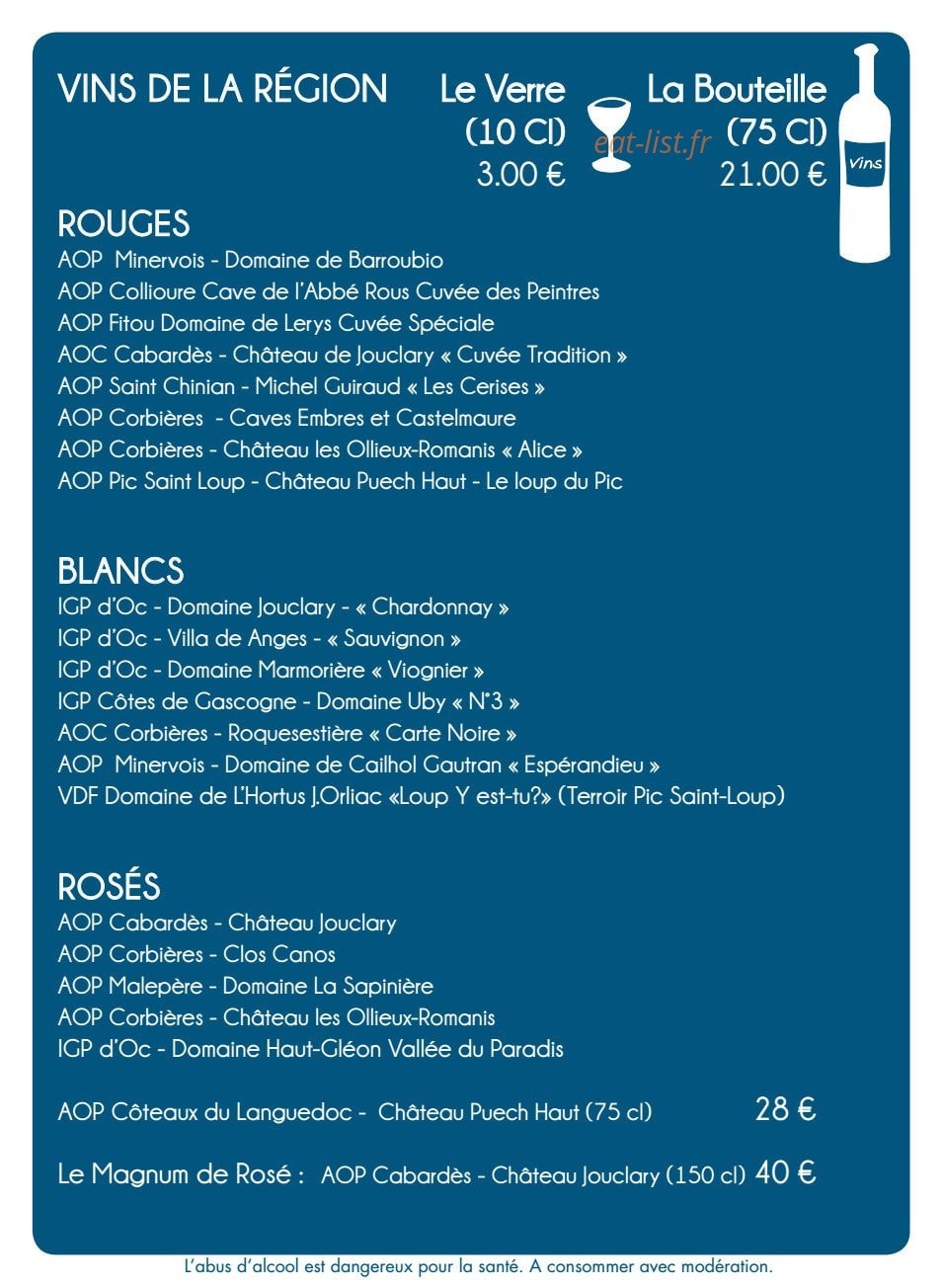 Le bar à vins — carte page 10