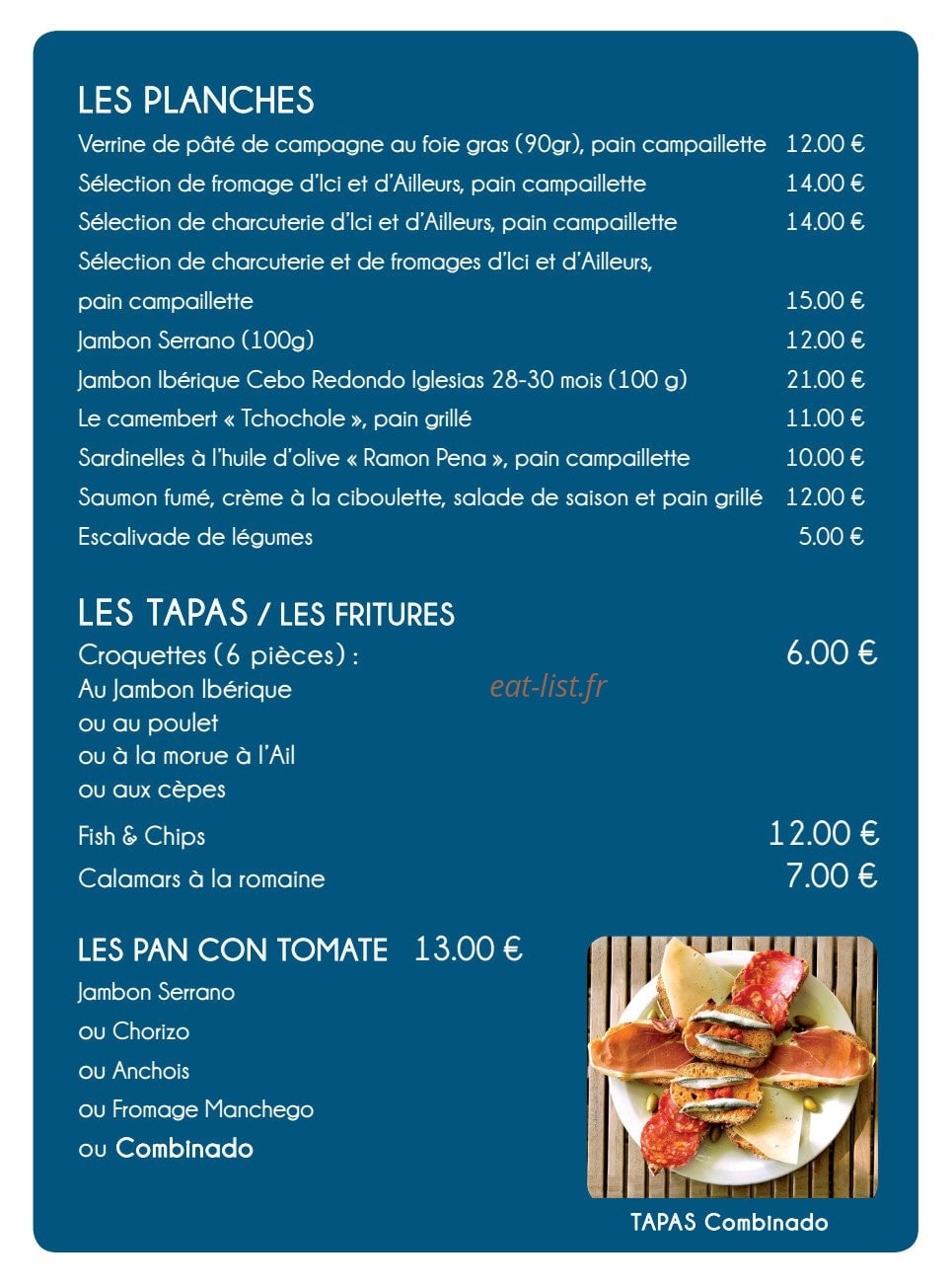 Le bar à vins — carte page 2