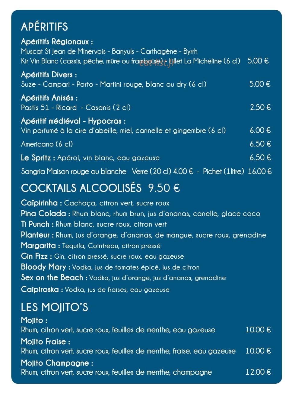 Le bar à vins — carte page 8
