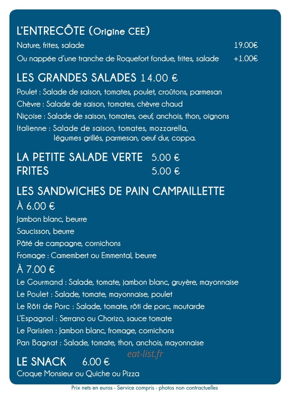 Le bar à vins — carte page 3